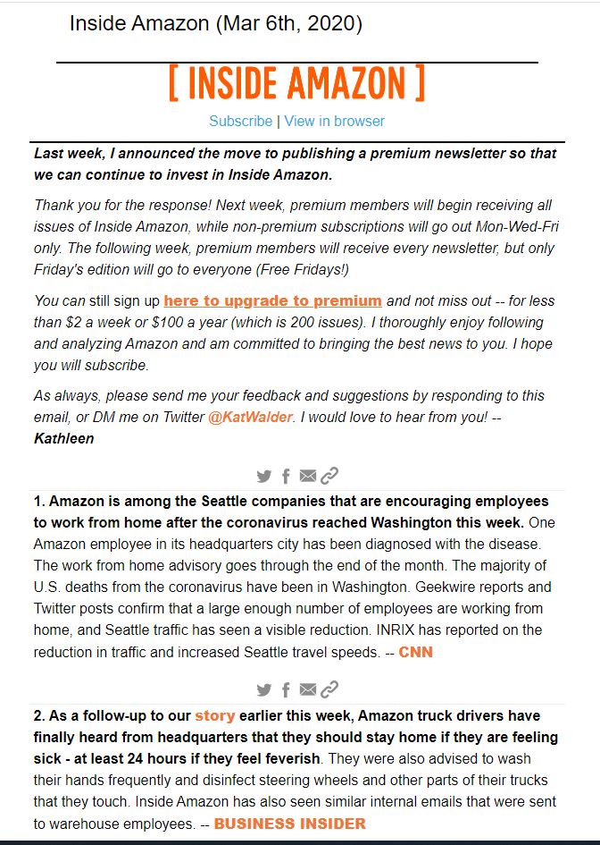 Inside Amazon Newsletter – Kathleen Walder Portfolio